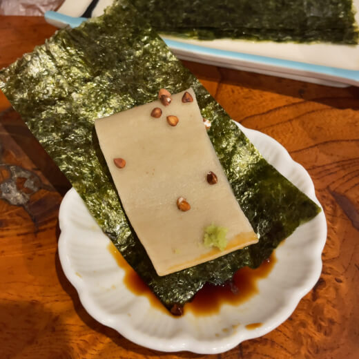 角清　焼き海苔と蕎麦刺し